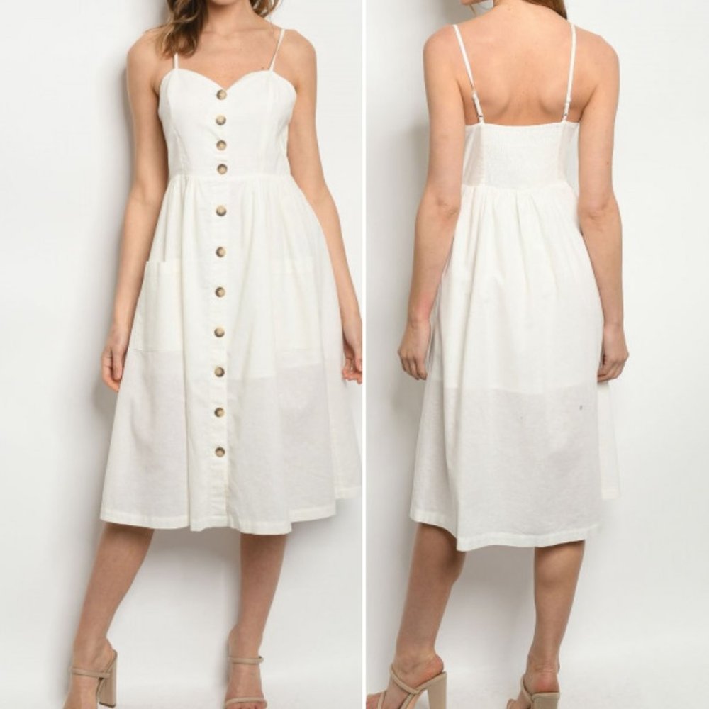 IVORY MIDI DRESS - Picture 1 of 7